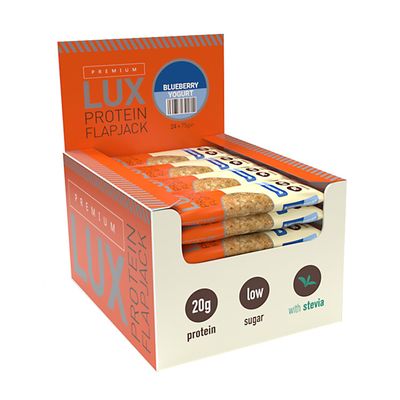Premium LUX Protein Flapjack Bars - High Protein, Low Sugar Snack Bodybuilding Warehouse - Blueberry Yogurt (24 x 75g)