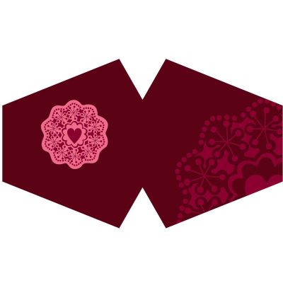 Beespoke Gifts Reusable Fashion Face Covering - Red Mandala Heart (Adult)