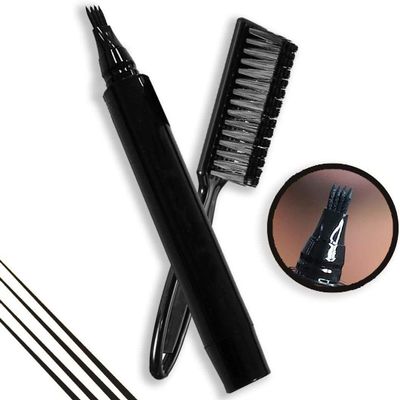 Beard Pencil Filler Water Proof,Bprtcra Barber Pencil and Brush Male Mustache Repair Shape Effective Enhance Facial Hair Waterproof Proof & Sweat Proof Solution (Black)