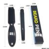 Beard Pencil Filler Water Proof,Bprtcra Barber Pencil and Brush Male Mustache Repair Shape Effective Enhance Facial Hair Waterproof Proof & Sweat Proof Solution (Black) view 4