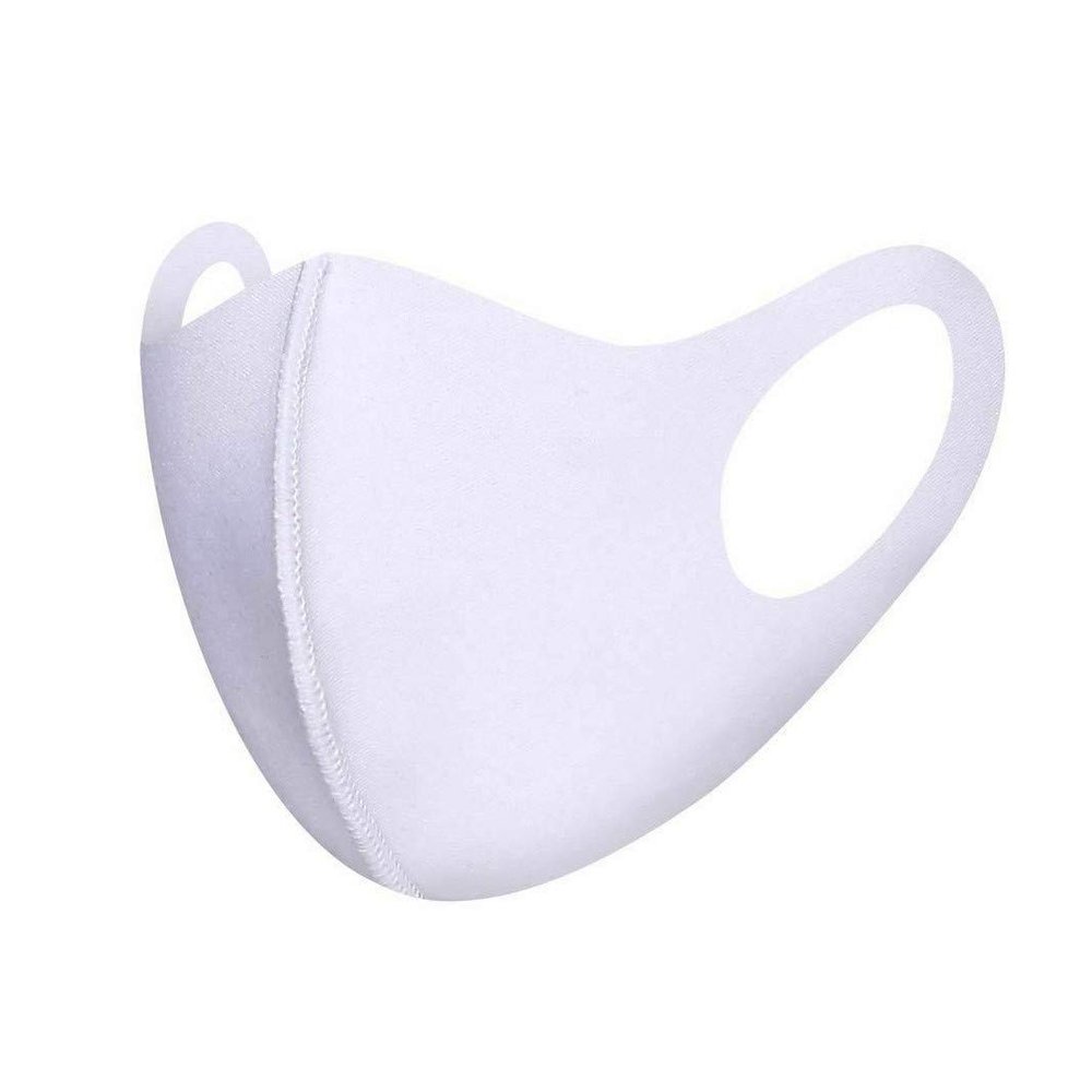 Komonee Adults Washable Reusable White Face Mask Dustproof Cloth Mouth Cover Covering For Men Women Outdoors Indoors Cycling Ski Protection