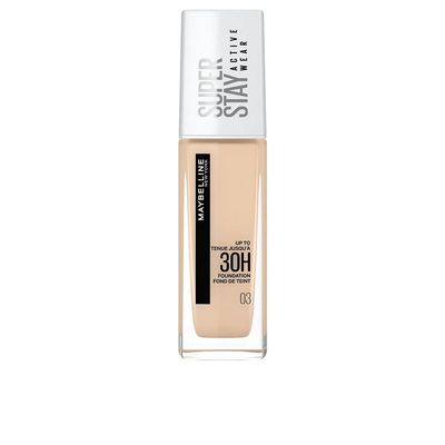 Maybelline New York Super Stay Active Wear, waterproof foundation with high coverage, long-lasting facial make-up, colour: No. 3 True Ivory (Light), 1 x 30 ml