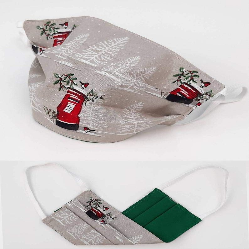 Christmas Cotton Face Mask Reversible, Washable, Reusable, Eco-friendly -Made in UK