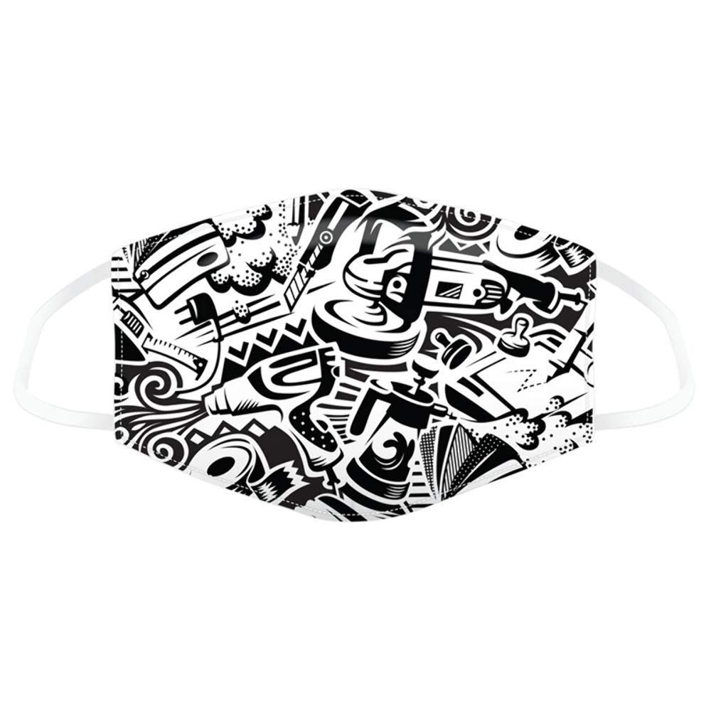 Black and White Graffiti Design Reusable Cotton Face Mask Covering Double Protection Washable - Large Adult Size