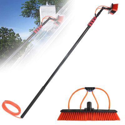 HGJDKSJ Solar Panel Cleaning Brush and Pole, 3.6M-11M Water Supply Pole Kit, Photovoltaic and Solar Panel Cleaning Kit, Truck, Caravan, Campers and Buses, Water Brush,18FT/5.4M
