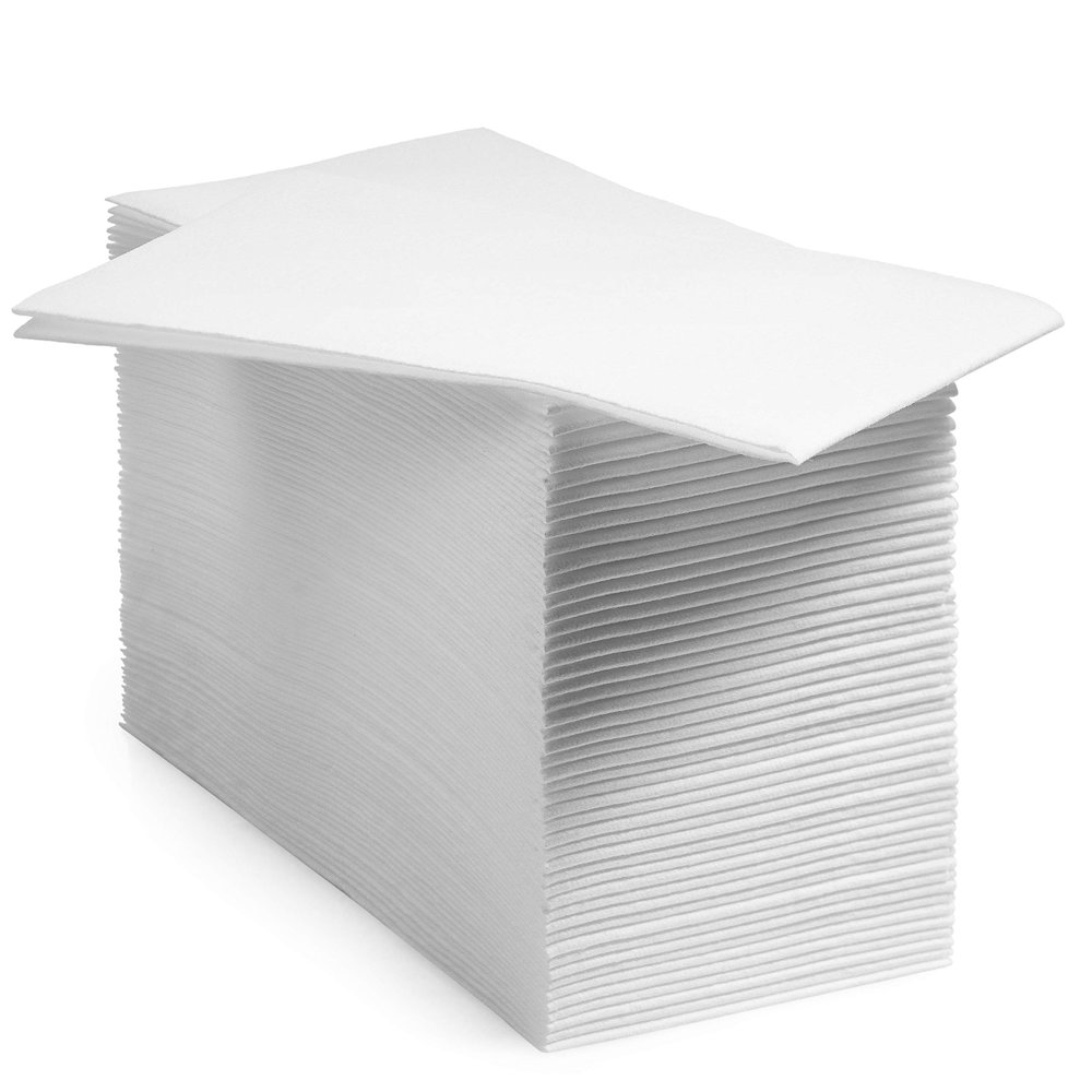 [300 Pack] BloominGoods Disposable Bathroom Napkins | Single-Use Classic Lite Linen-Feel Guest Towels, Made in USA | Cloth-Like Hand Towels, White, 12" x 17"