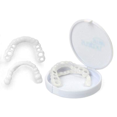 2 Pairs Temporary Dentures False Teeth Venners Top and Bottom, Instant Perfect Smile Denture Teeth Whitening Braces, Cover The Imperfect Teeth for Man Women Have A Confident Smile