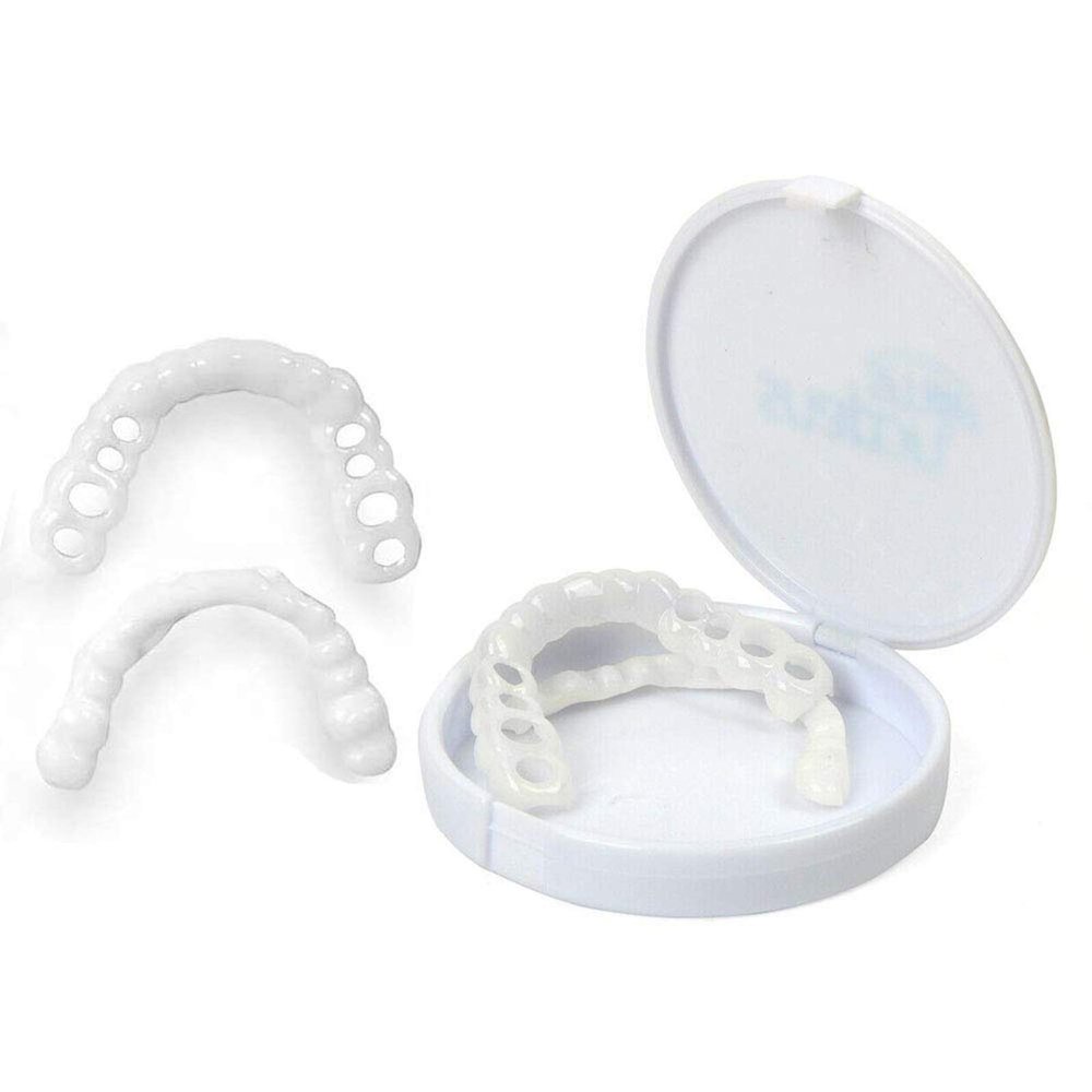 2 Pairs Temporary Dentures False Teeth Venners Top and Bottom, Instant Perfect Smile Denture Teeth Whitening Braces, Cover The Imperfect Teeth for Man Women Have A Confident Smile