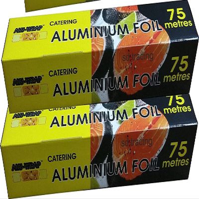 2 x Aluminium Kitchen Catering Foil 300mm x 75m with Inbuilt Cutter (ALU-WRAP)