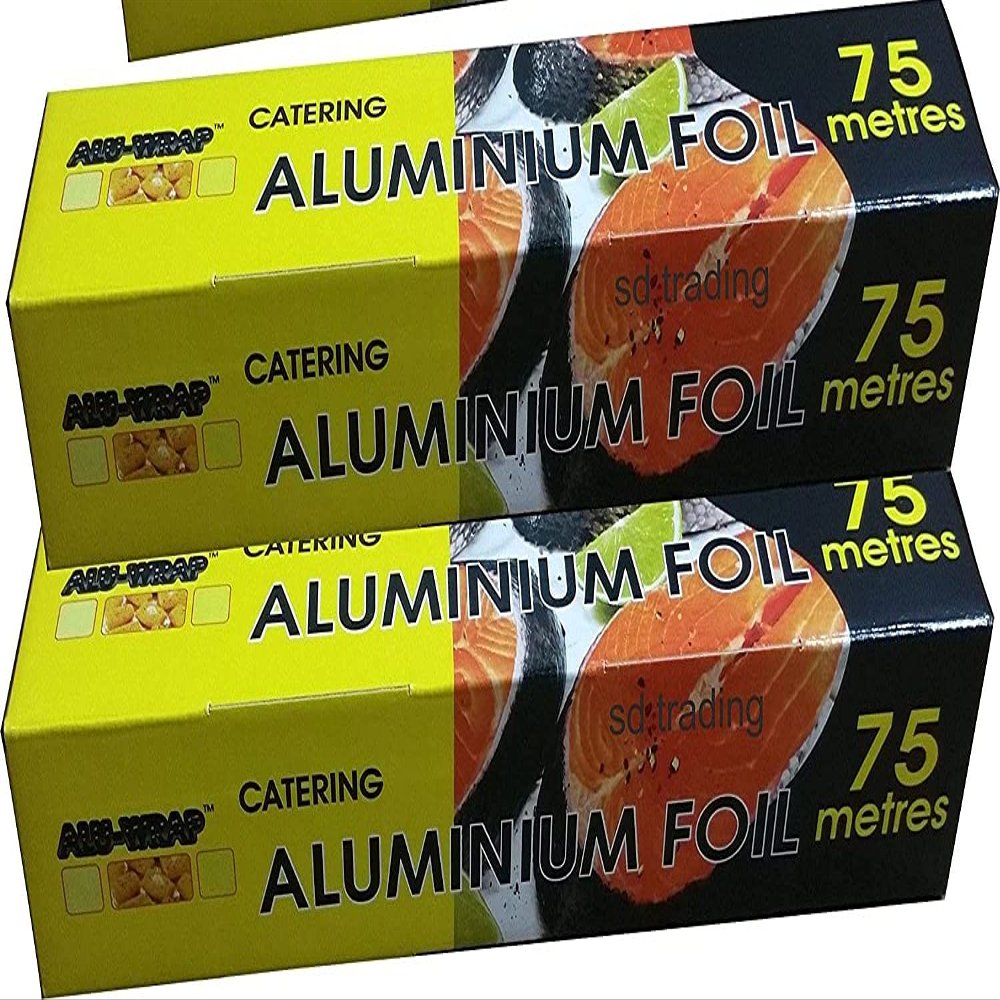 2 x Aluminium Kitchen Catering Foil 300mm x 75m with Inbuilt Cutter (ALU-WRAP)