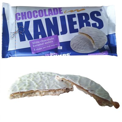 Kanjers Dutch White Chocolate Stroopwafels Caramel Cookies 180G