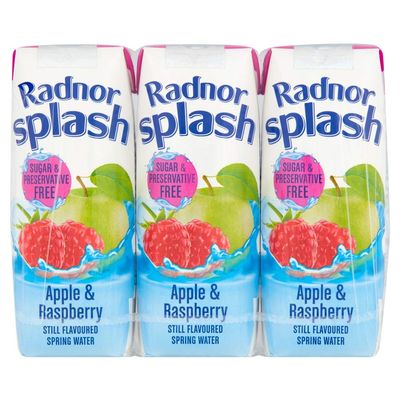 Radnor Splash Apple and Raspberry Flavoured Water 3X250Ml,, 3 x 250.00 ml