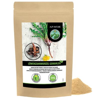 Alpi Nature Dandelion Root Powder 500g 1.1 lb, Dried and Ground Root, Ground Dandelion Powder