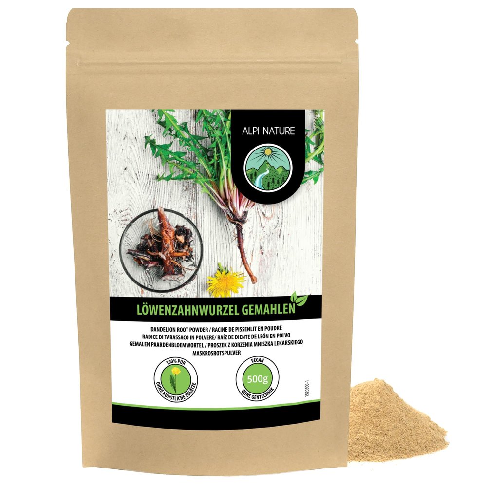 Alpi Nature Dandelion Root Powder 500g 1.1 lb, Dried and Ground Root, Ground Dandelion Powder