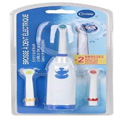 Electric Toothbrush - Rotating Soft Bristles Battery Powered with 3 Strong Heads (Yellow)