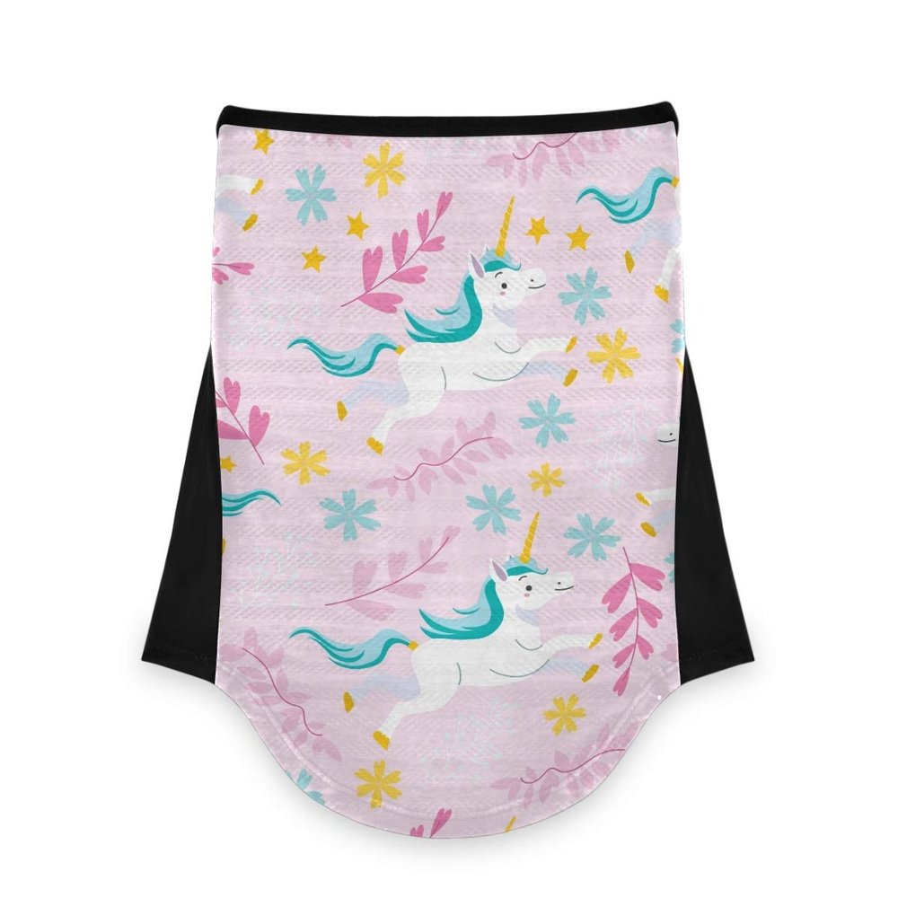 AJINGA Face Coverings Bandana Ear Loops StylishPink Unicorn Women Neck Gaiters for Dust Wind Motorcycle Men