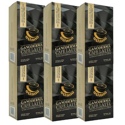6 Boxes eGano Premium Ganoderma Cafe Latte Instant Coffee with Ganoderma Lucidum Extract (21g x 20 Sachets / Box)