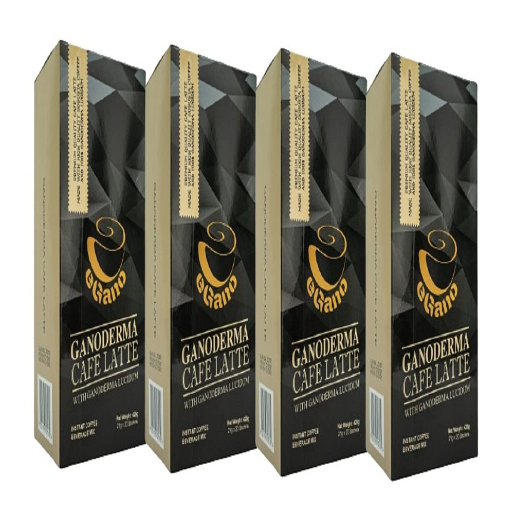 4 Boxes eGano Premium Ganoderma Cafe Latte Instant Coffee with Ganoderma Lucidum Extract (21g x 20 Sachets / Box)