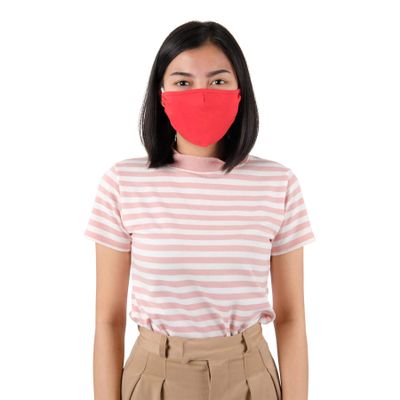LOFBAZ Cloth Face Coverings Cotton Fabric with Filter Pocket Washable Reusable Vibrant Red - Pack of 3, Adult M