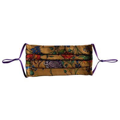 Anuschka Silk Face Masks - Comfortable Double-Layered Pleated Design - Reusable, Breathable & Adjustable - Caribbean Garden
