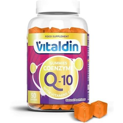 VITALDIN Coenzyme Q10 Gummies  200 mg CoQ10 per Serving  50 Chewable Gummies (1 Month Supply), Peach Flavour  Beauty Supplement  Antioxidant  Gluten Free