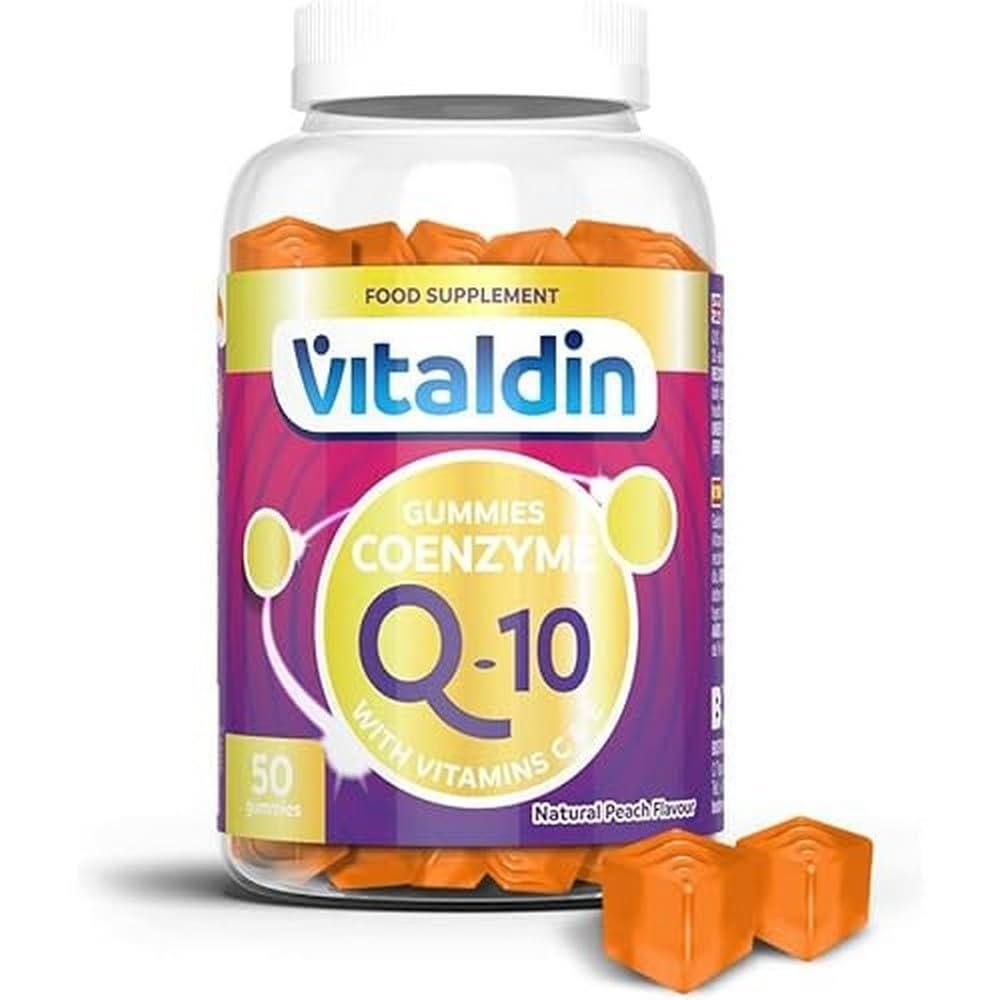 VITALDIN Coenzyme Q10 Gummies  200 mg CoQ10 per Serving  50 Chewable Gummies (1 Month Supply), Peach Flavour  Beauty Supplement  Antioxidant  Gluten Free