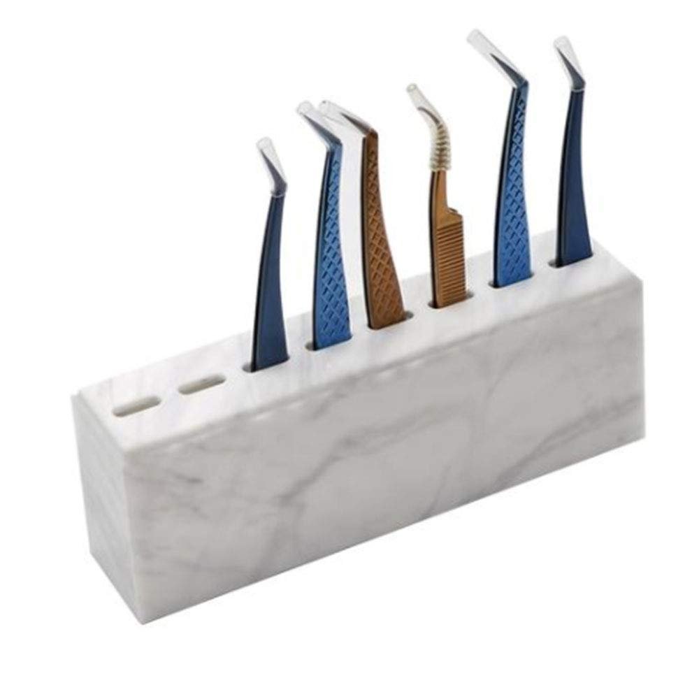 8 Slots Tweezers Stand Holder for Eyelash Extensions Marble White Make-up Tools Accessories Tweezer Display Stand for Eyelashes Extension Collecting