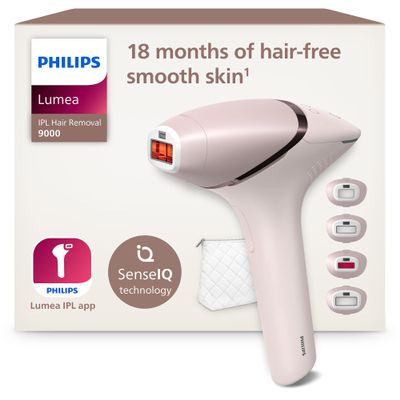 Philips Lumea 9000 Series IPL Hair Removal Device - Laser Hair Removal Alternative, SenseIQ Technology, 4 Attachments for Body, Face, Bikini and Underarms, Corded & Cordless Use, Model BRI957/00