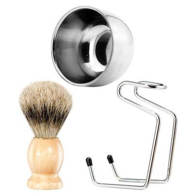 minkissy 1set Convenient Shaving Tool Kit Beard Care for Men Includes Bowl Rack and Brush Lightweight Design for Easy Use and Storage Beard Cleaning Accessories
