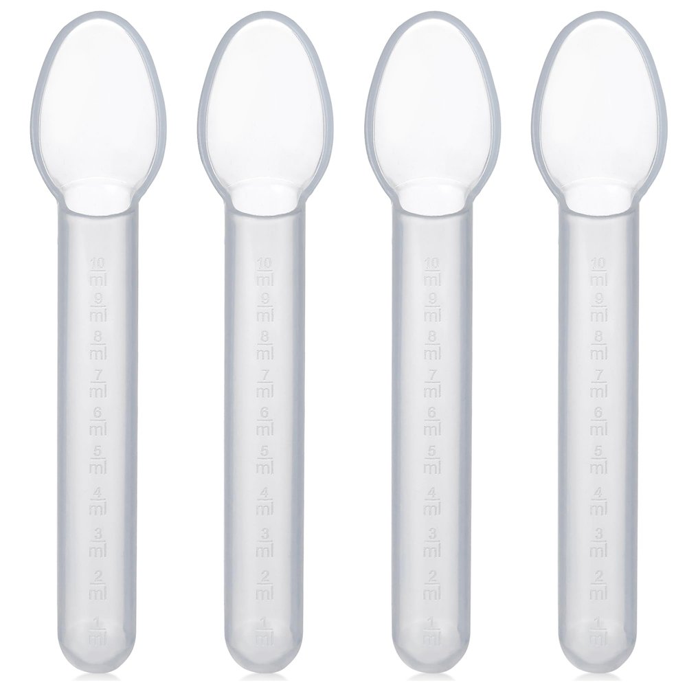 Calibrated Medicine Spoon for Kids - (Pack of 4) - 2 Tsp/10 mL Capacity Plastic Oral Liquid Dose Medication Graduated Dispenser