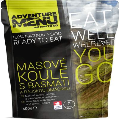 Adventure Menu Outdoor food minced balls with basmati rice and tomato sauce