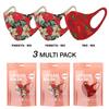 Basic Sense CHRISTMAS Copper Ion Infused Washable Reusable Face Coverings Masks Made In South Korea (Poinsettia 3 pack) view 2