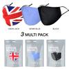 Basic Sense 3 Packs 100% Cotton Washable Reusable Skin Friendly Plain Face Coverings Masks (UK 3 Pack) view 2
