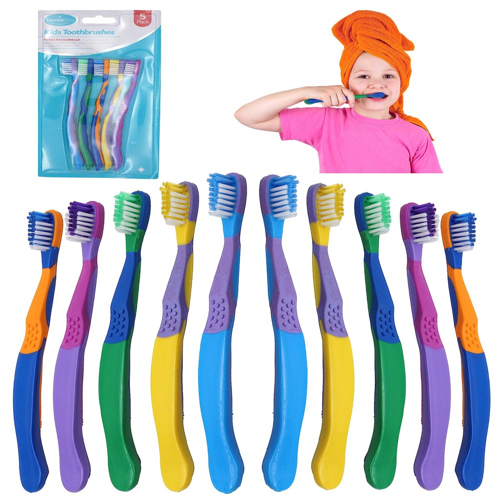 10Pk - Kids Manual Toothbrushes 15.5cm, Childrens Toothbrushes, Soft and Gentle Bristles, Children Travel Tooth Brushes, Non-Toxic Travel Essentials for Kids Ages 3+Y