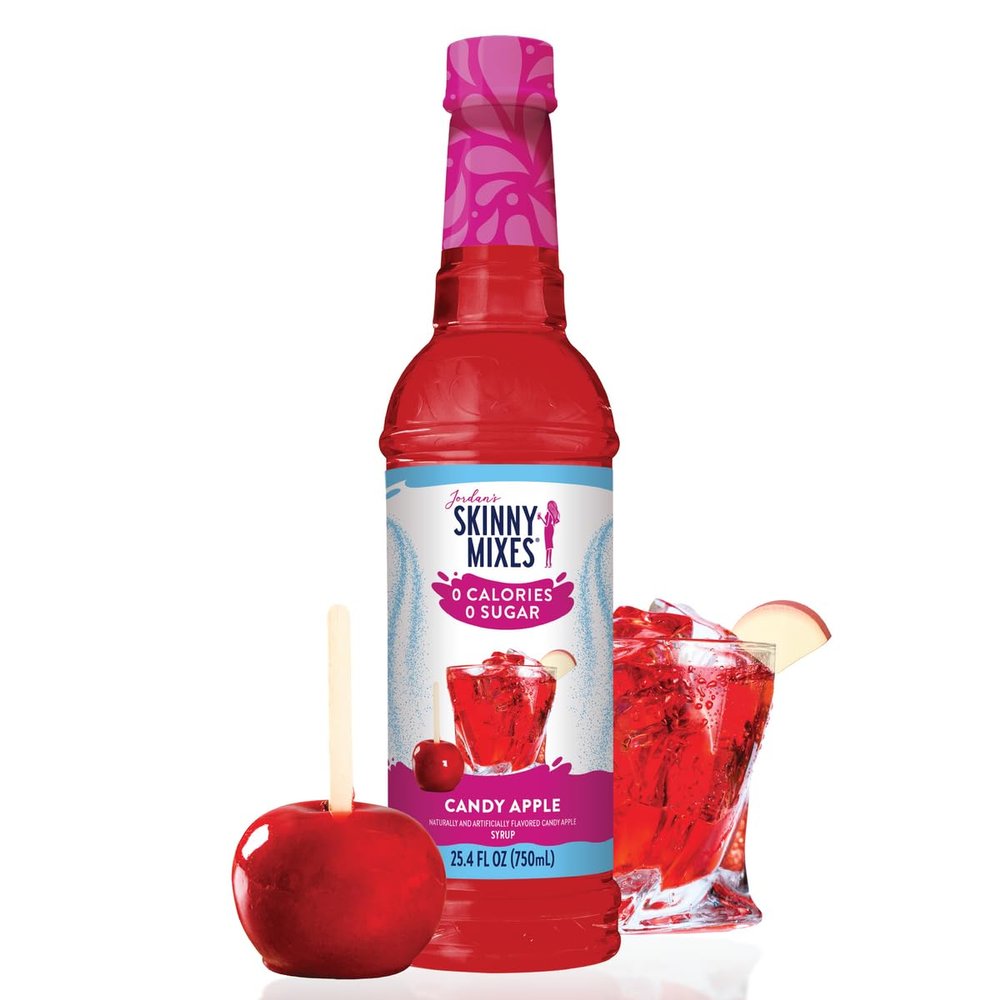 Jordan's Skinny Mixes Candy Apple Syrup | Zero Calories, Zero Sugar, Zero Carbs | Jordan's Skinny Syrups for Coffee, Tea, Lattes | 1 Bottle (750 mL)
