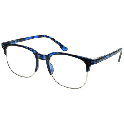 Eyekepper Reading Glasses Women Men Design Semi-rim Readers Eyeglasses - Blue/Tortoise+1.00
