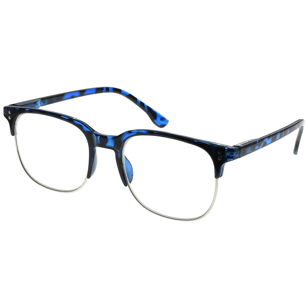 Eyekepper Reading Glasses Women Men Design Semi-rim Readers Eyeglasses - Blue/Tortoise+1.00