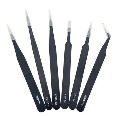 6 PCS Precision Tweezers Set, ESD Tweezers Set, Anti-Static Stainless Steel Tweezers, Non-Magnetic Curved Tweezers Set, Electronics Tweezers Kit for Jewelry, Craft, Electronics