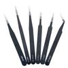 6 PCS Precision Tweezers Set, ESD Tweezers Set, Anti-Static Stainless Steel Tweezers, Non-Magnetic Curved Tweezers Set, Electronics Tweezers Kit for Jewelry, Craft, Electronics view 1