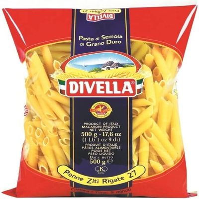 DIVELLA DURUM Wheat Semolina Penne ZITI RIGATE 27 24X500 GR
