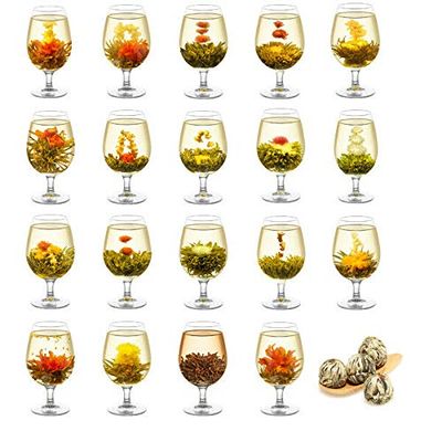 WELLTEA - 10 Different Varieties of Blooming Tea, Flowering Tea, Vacuum Sealed Tea Balls, Jasmine Tea Flowers