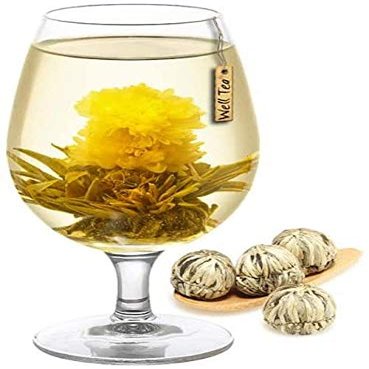 WellTea Spring Marigold Blooming Flowering Green Tea, Tea Gift - 100g