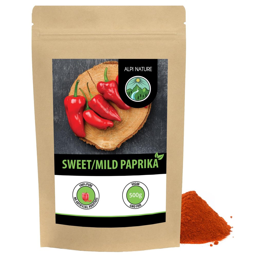 Alpi Nature Sweet Paprika Powder 500g 1.1 lb, Ground Red Peppers, Mild Paprika Seasoning Powder