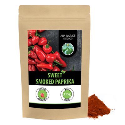 Alpi Nature Sweet Smoked Paprika Powder 125g 4.4 oz, Ground Red Peppers, Mild Smoked Paprika