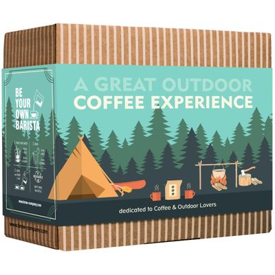 Outdoor Coffee Gift Set for Men & Women - 5 of The World's Finest Single Estate Specialty & Organic Coffees | Brew & Enjoy Anytime, Anywhere | Camping & Traveller Themed Assortment Box for Him & Her