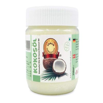ANNAM Virgin Coconut Oil for Skincare and Cooking (250ml), Long Lasting Antimicrobial Moisturiser for Skin Conditions and Hair Damage (1 pack)