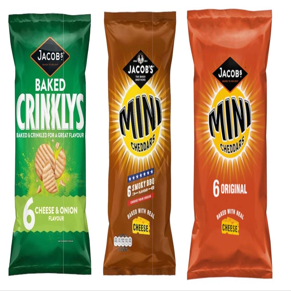 Jacob's Mini Cheddars Variety Pack (Crinklys Cheese & Onion, Mini Cheddars BBQ, Original)