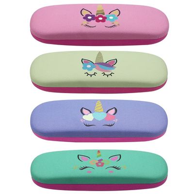 [4 PACK / 3 PACK], JAVOedge Printed Pattern Durable Hard Clamshell Eyeglass Case with Bonus Microfiber Cloth, Unicorn - Style C, 4 Pack