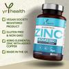 Vegan Zinc Tablets High Strength 40mg - 365 Premium Zinc Gluconate Tablets - Zinc Supplements, 12 Month's Supply - Zinc and Copper Supplement - Zinc 40mg - Made in The UK by YrHealth view 2