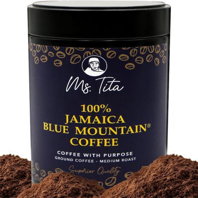Ms. Tita Jamaica Blue Mountain Coffee, 250g  JACRA Certified, Farmer-Owned, & Small-Batch Roasted - Mindfully Sourced Medium Roast Ground Coffee